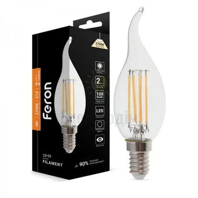 Світлодіодна лампа Filament LB-59 CF37 230V 4W 400Lm  E14 2700K 25575 — купити в Електродім