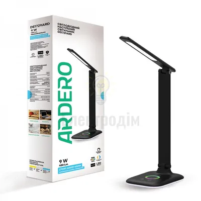DE1729ARD настільний світильник чорний 9W 2700K-4000K-6500K 450LM , димер, RGB (18*13*38cm) IP20 01959 — купити в Електродім