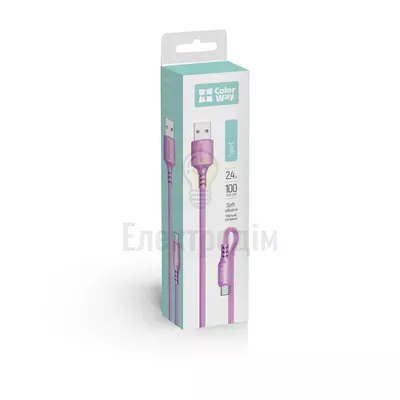 Кабель USB Type-C ColorWay CW-CBUC044-PU 2,4A 1м фіолетовий CW-CBUC044-PU — купити в Електродім