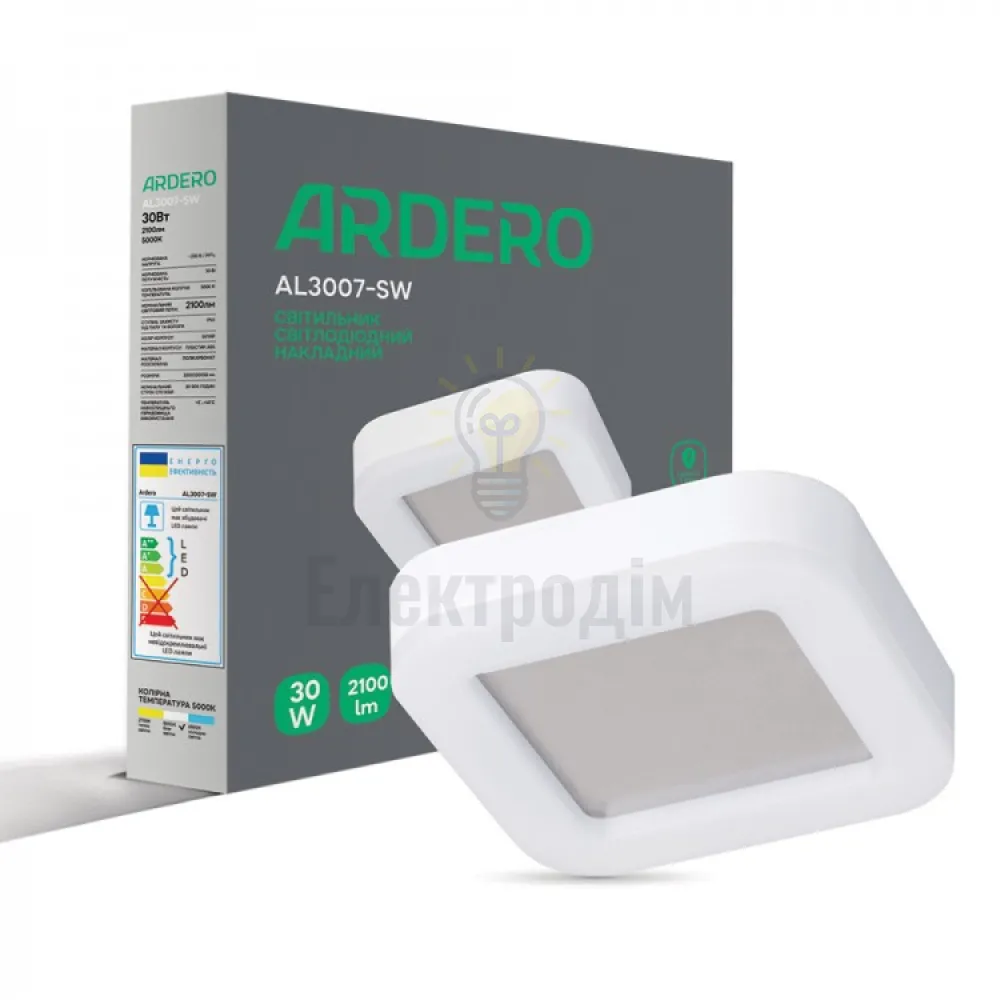 AL3007-SW 30W 5000К IP65, квадрат, білий, 320*320*50мм 80220 
