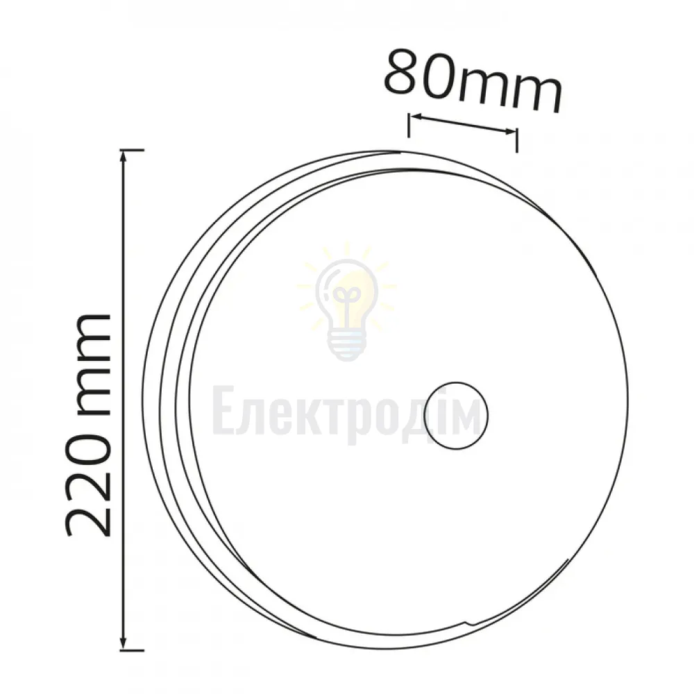 Світильник стельовий LED 20W ІР44 6400K 2400Lm 160-265V d-220мм з дат. руху 071-014-0020-030  - фото 1