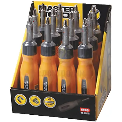 Викрутка Набори Викрутка з тріскачкою Mastertool + 12 насадок 40-0518 — купити в Електродім