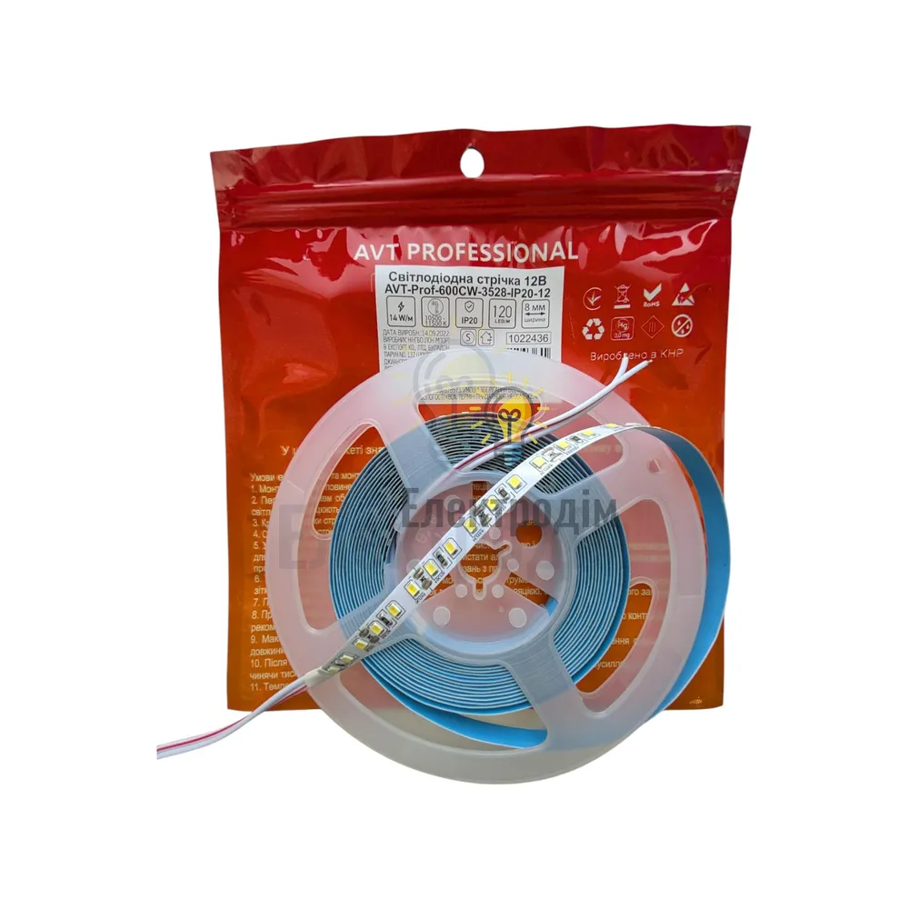 AVT -Prof-600СW3528-12 (10500K-11500K) Світлодіодна стрічка Professional smd3528 1022436  - фото 1