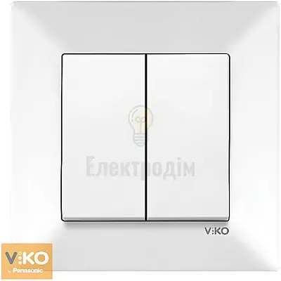 Вимикач 2-кл.  Viko Meridian Білий 90970002-WH — купити в Електродім