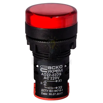 Сигнальна арматура AD22-22DS червона 220V АC A0140030038 — купити в Електродім
