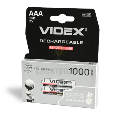 Акумулятори Videx HR03/AAA 1000mAh double blister/2шт HR03/1000/2DB — купити в Електродім