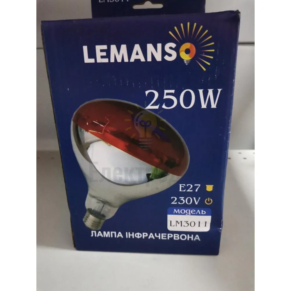 Лампа інфрачервона Lemanso 250W E27 230V на половину червона LM3011 