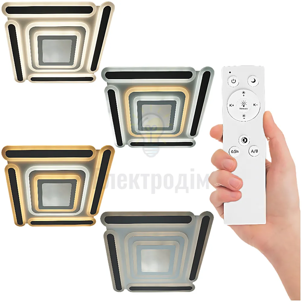 Cвітильник cвітлодіодний VIOLUX smart MATRIX+пульт квадрат чорний 120W 3000-6000K 9600LM IP20 220505 