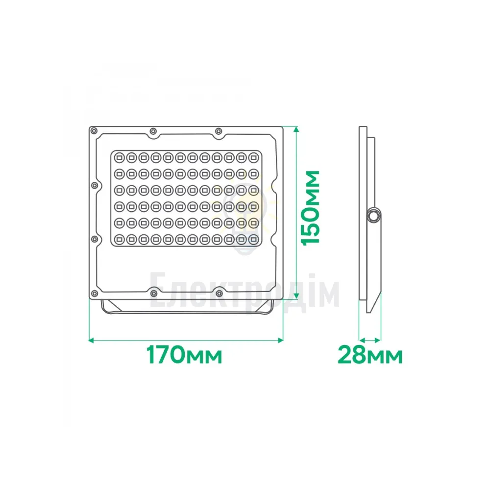 LL-3050ARD 50W 6000Lm 6500K (170*150*28мм) сірий IP65 80027  - фото 2