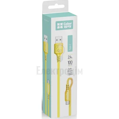 Кабель USB Type-C ColorWay2,4A 1м зелений 97976 — купити в Електродім