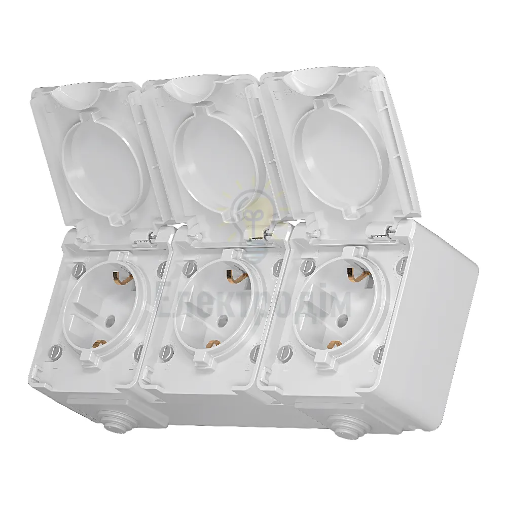 IP65 Розетка зовнішня потрійна із заземленням сіра VIDEX BINERA VF-BNW23G-G 