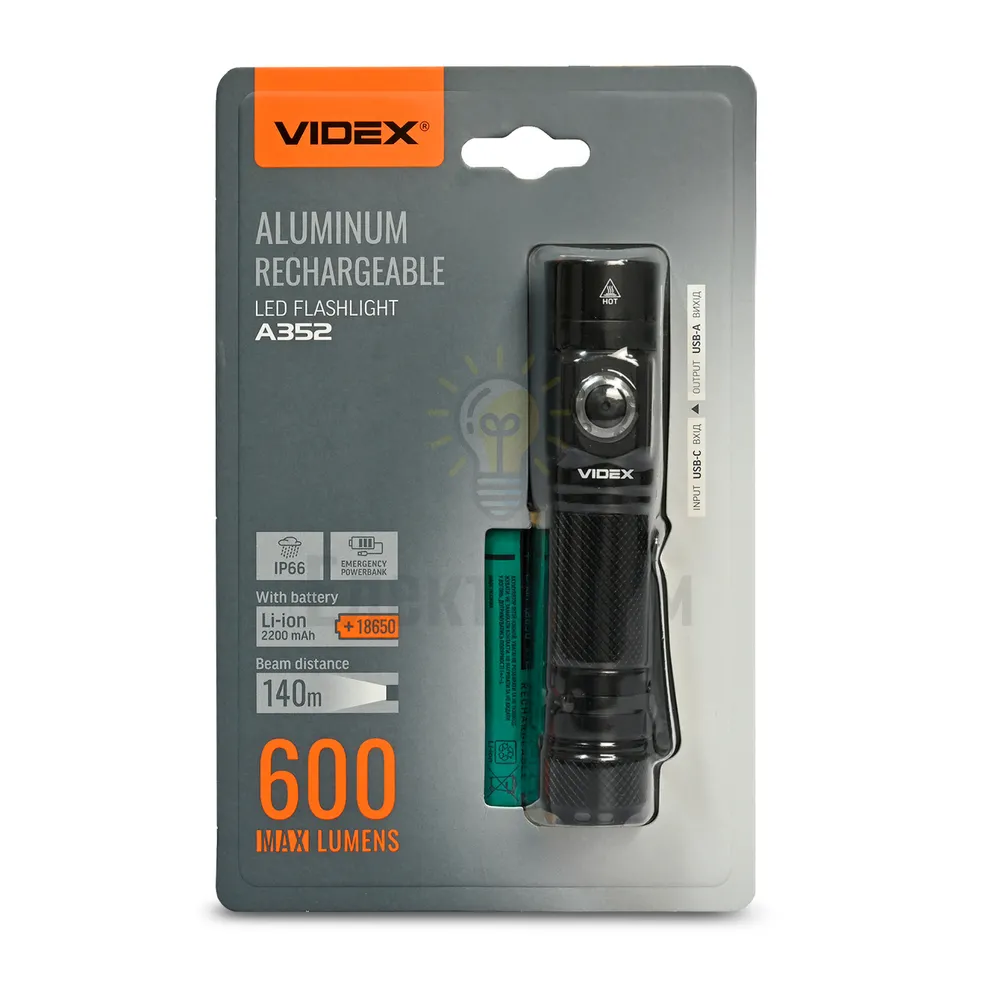 Портативний світлодіодний ліхтарик VIDEX  600Lm 5000K VLF-A352  - фото 5