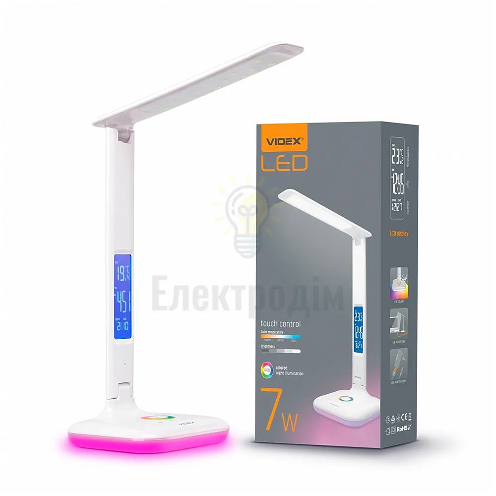 LED лампа настiльна VIDEX TF05W-RGB 7W 3000-5500K VL-TF05W-RGB 