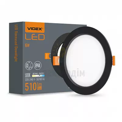 LED світильник Back вбудований круглий VIDEX 6W 5000K Black VL-DLBR-065B — купити в Електродім