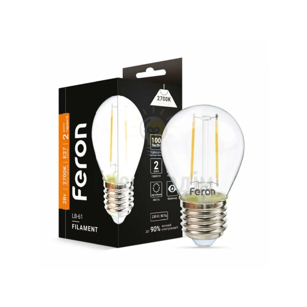 Світлодіодна лампа Filament LB-61  G45 230V 2W 200Lm  E27  2700K 01865 