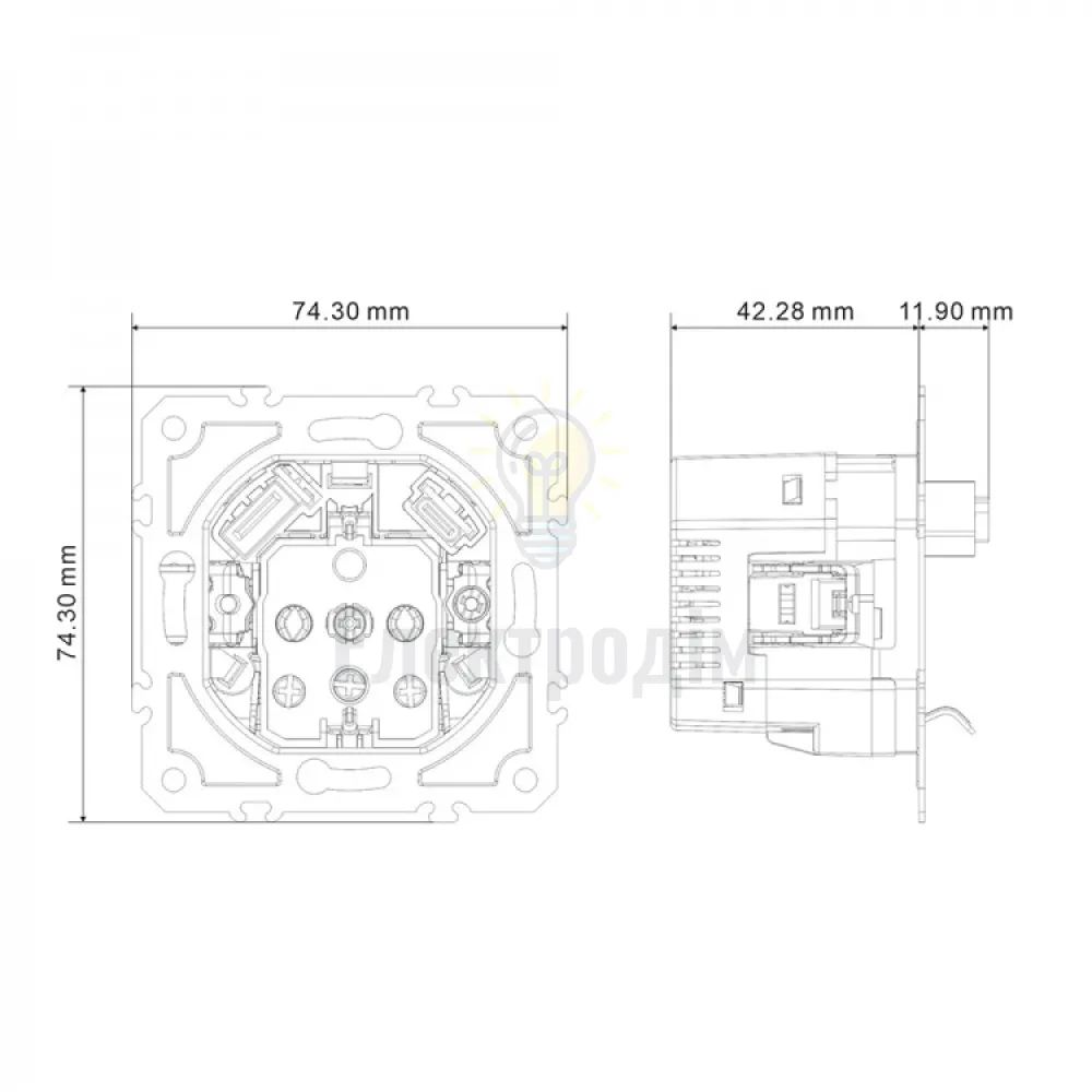 ER123USB-W розетка із заземленням 16А із USB-A та Type-C, механізм білий Soft 80724  - фото 4