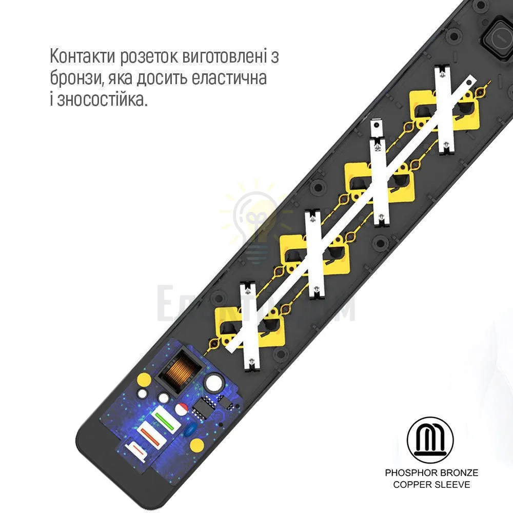 Подовжувач ColorWay Фільтр мережевий 4 розетки/2USB-A/1Type-C 5м чорний CW-CHE435PDB ColorWay CW-CHE435PDB  - фото 1