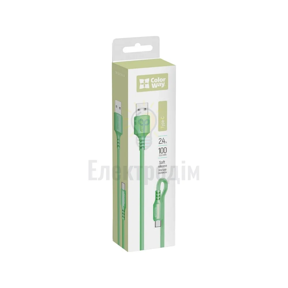 Кабель USB Type-C ColorWay2,4A 1м зелений CW-CBUC042-GR 