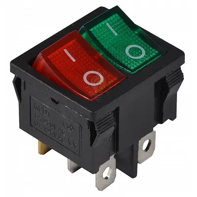 Перемикач KCD1-6-2101N GR+R/B 220V 2 клав. зелений+червоний з підсвічуванням  АСКО A0140040085 — купити в Електродім