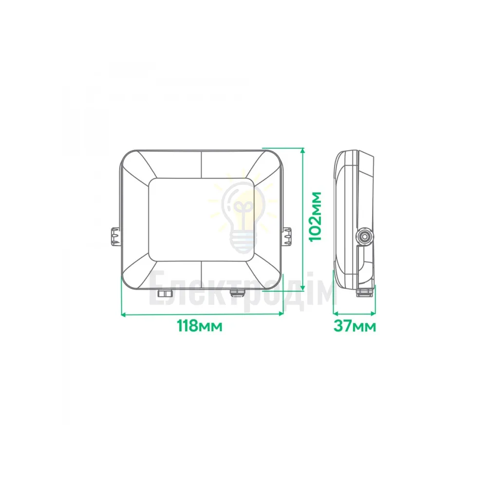 LL-4020ARD 20W 2000Lm 6500K (118*102*37мм) чорний IP65 80225  - фото 2
