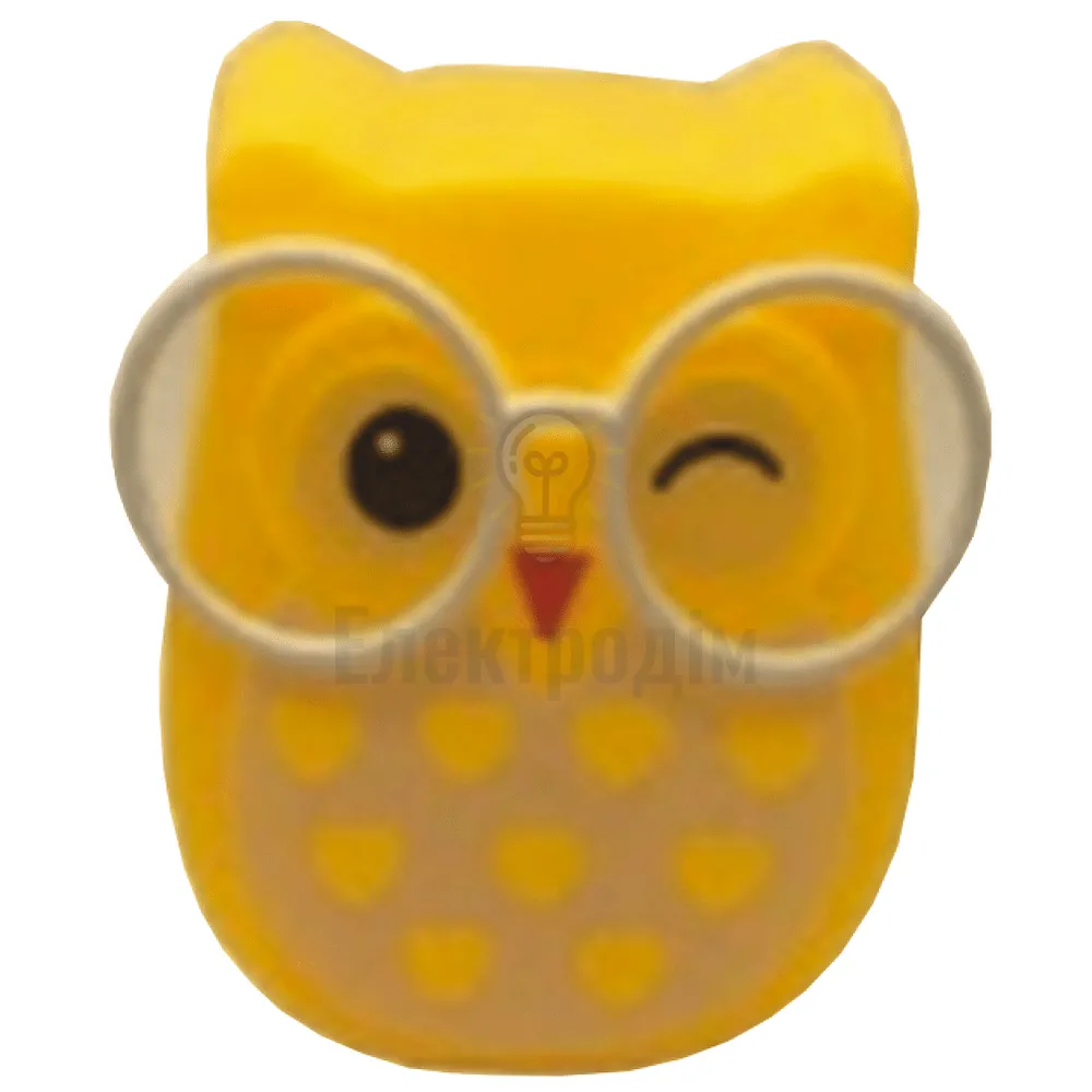 Нічник LEBRON LED Нічник в розетку Совеня в окулярах з вимикачем LEBRON L-W090, 1W, жовтий 15-12-30 