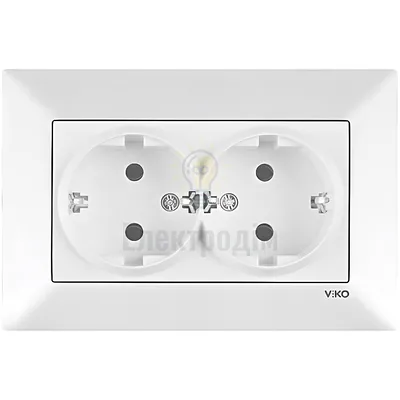 Розетка 2-на із з/к  Viko Meridian біла 90970056-WH — купити в Електродім