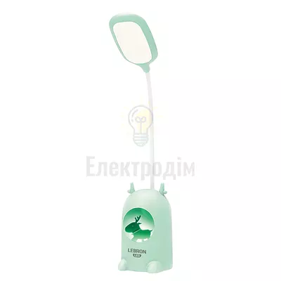 LED лампа настільна LEBRON L-TL-L-58, 4W, 4100K, Li-ion 1200mAh, зелена, USB 15-13-58 — купити в Електродім