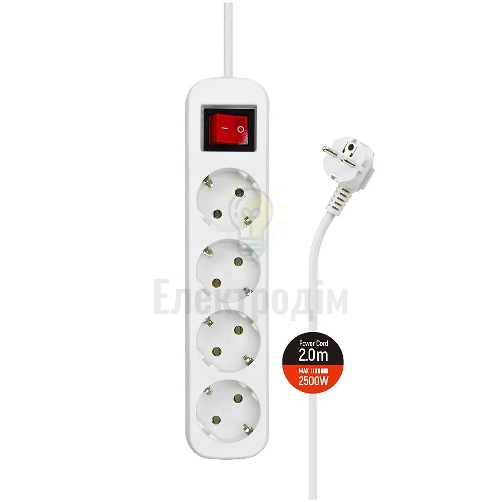 Подовжувач ColorWay Фільтр мережевий 4 розетки 2м білий CW-PSEA42W ColorWay CW-PSEA42W  - фото 6