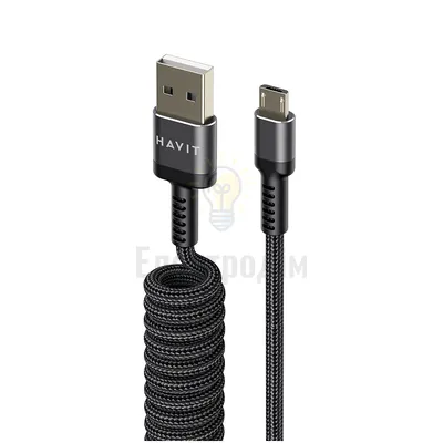 Кабель USB MicroUSB Havit HV-CB6250 2,4A 1,5м чорний HV-CB6250 — купити в Електродім