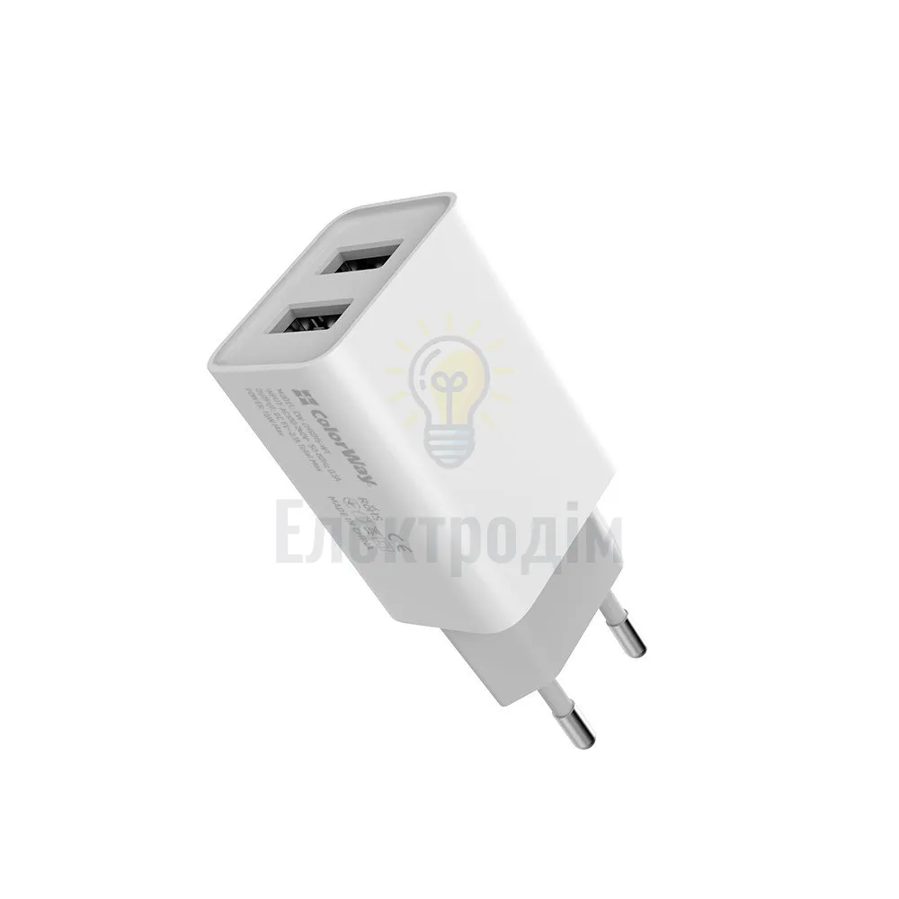 Зарядний пристрій мережевий 2USB 2,1А 10W білий ColorWay CW-CHS015-WT CW-CHS015-WT  - фото 6