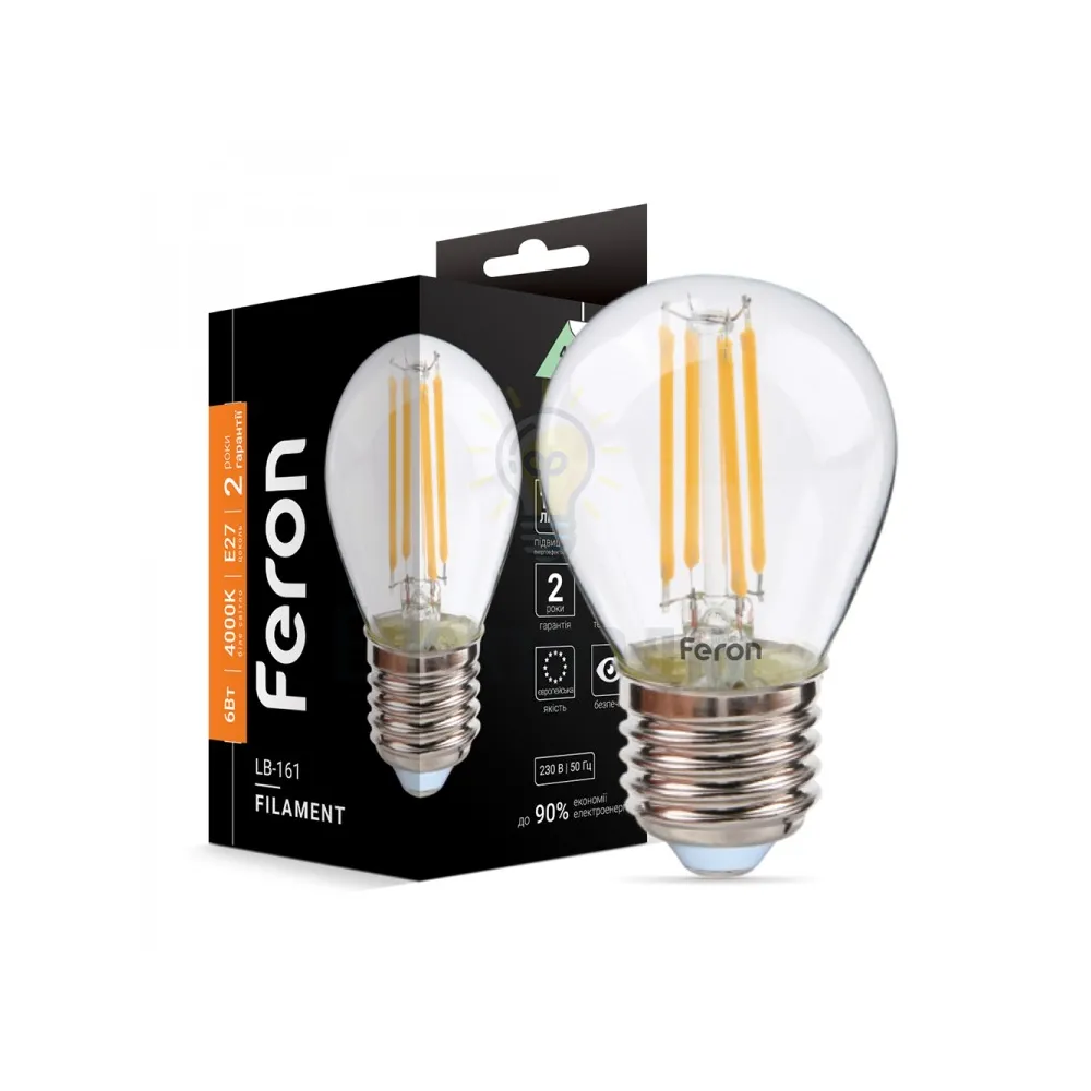 Світлодіодна лампа Filament LB-161  G45 230V 6W 600Lm  E27  4000K 40079 