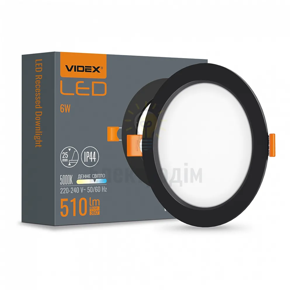 LED світильник Back вбудований круглий VIDEX 6W 5000K Black VL-DLBR-065B 