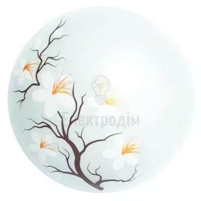 Світильник, скло-метал, Е27, 60W, 250х90мм, IP20, білий/сакура, круглий, 37929 кор 36-57-20 — купити в Електродім