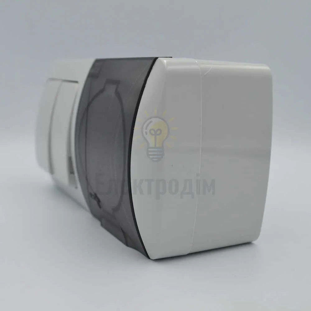 Вимикач EL-BI EVA 2-ий + Розетка з заземленням з кришкою світло-сірий IP54 554-011500-922  - фото 2