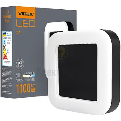 LED світильник ART IP65 квадратний VIDEX 15W 5000K Black VL-BHFS-155B — купити в Електродім