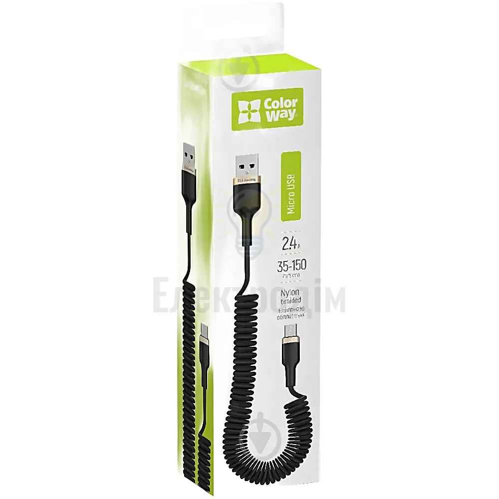 Кабель USB MicroUSB ColorWay CW-CBUM051-BK 2,4A 0,35-1,5м чорний CW-CBUM051-BK 