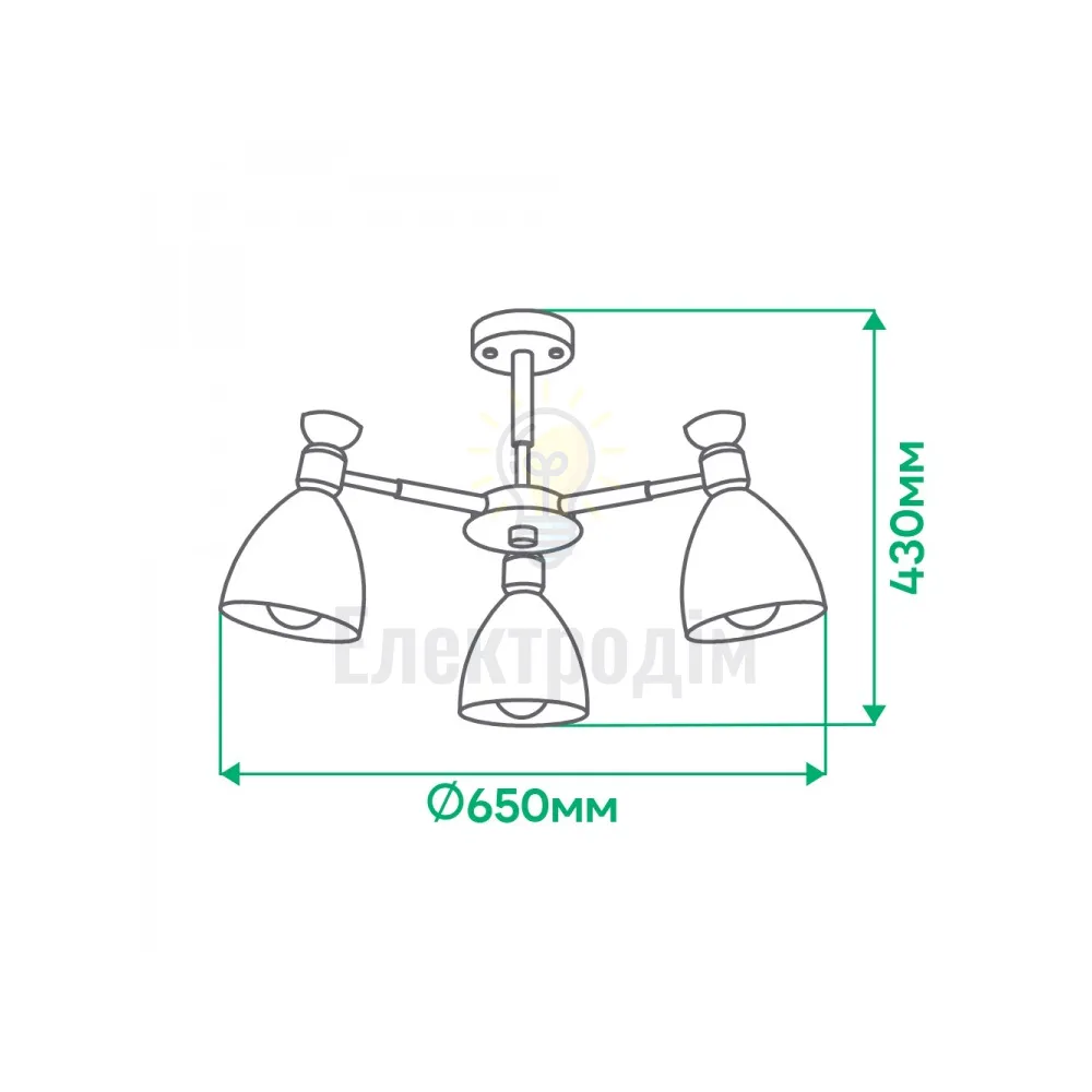 AL6193-1ARD 3*E27*40W 650*430mm білий SCANDY 80100  - фото 1
