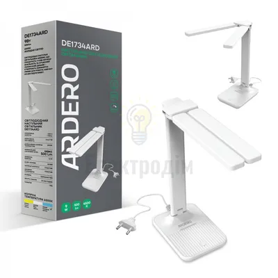 DE1734ARD настільний світильник білий 9W 6500K 500LM , димер, ( 12.2*16.6*31.7cm) IP20 80030 — купити в Електродім