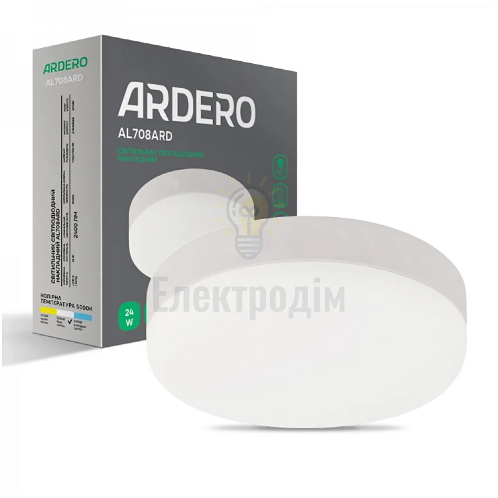 AL708ARD 24W коло накладний 2400Lm 5000K 170*40mm 80002 
