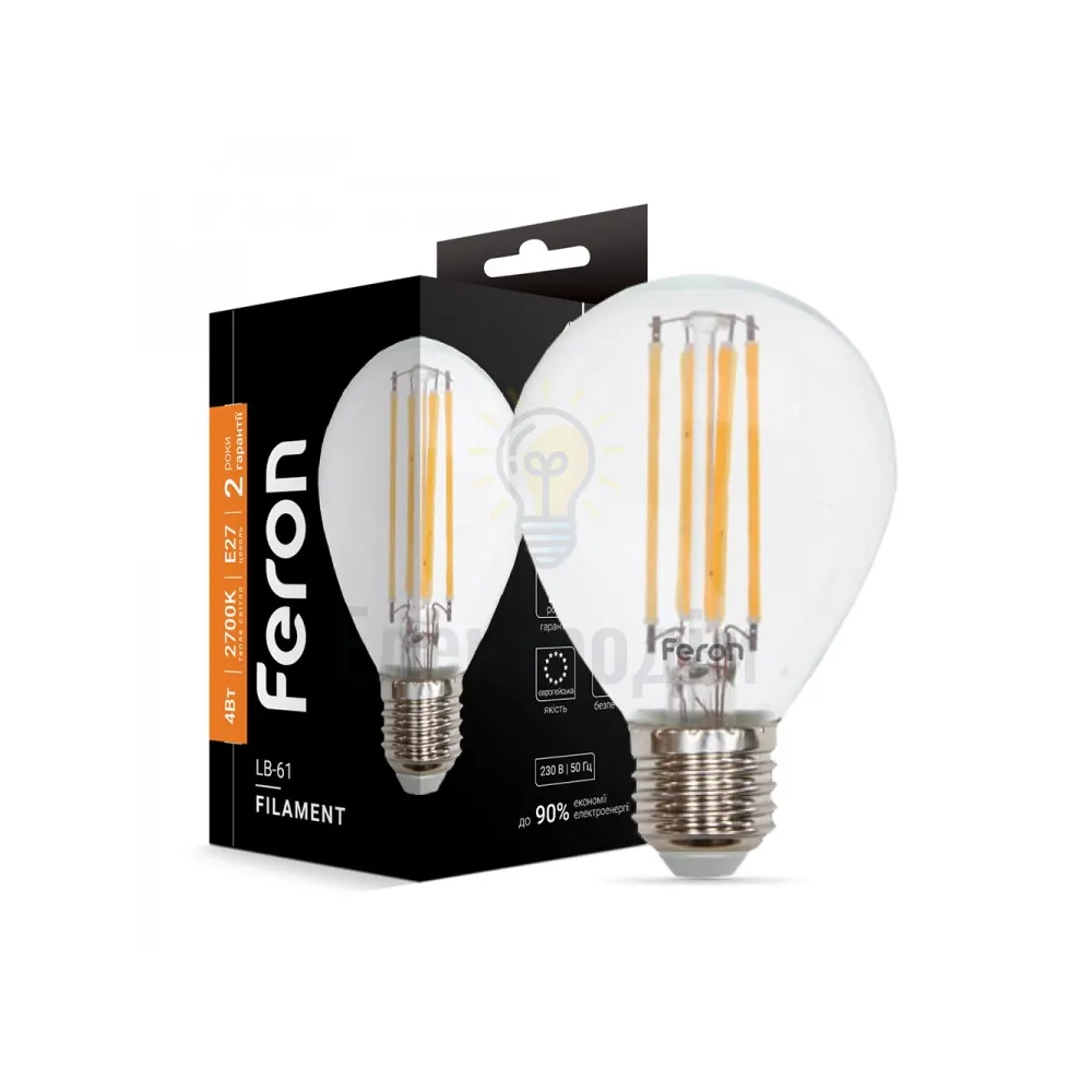 Світлодіодна лампа Filament LB-61  G45 230V 4W 400Lm  E27  2700K 25581 