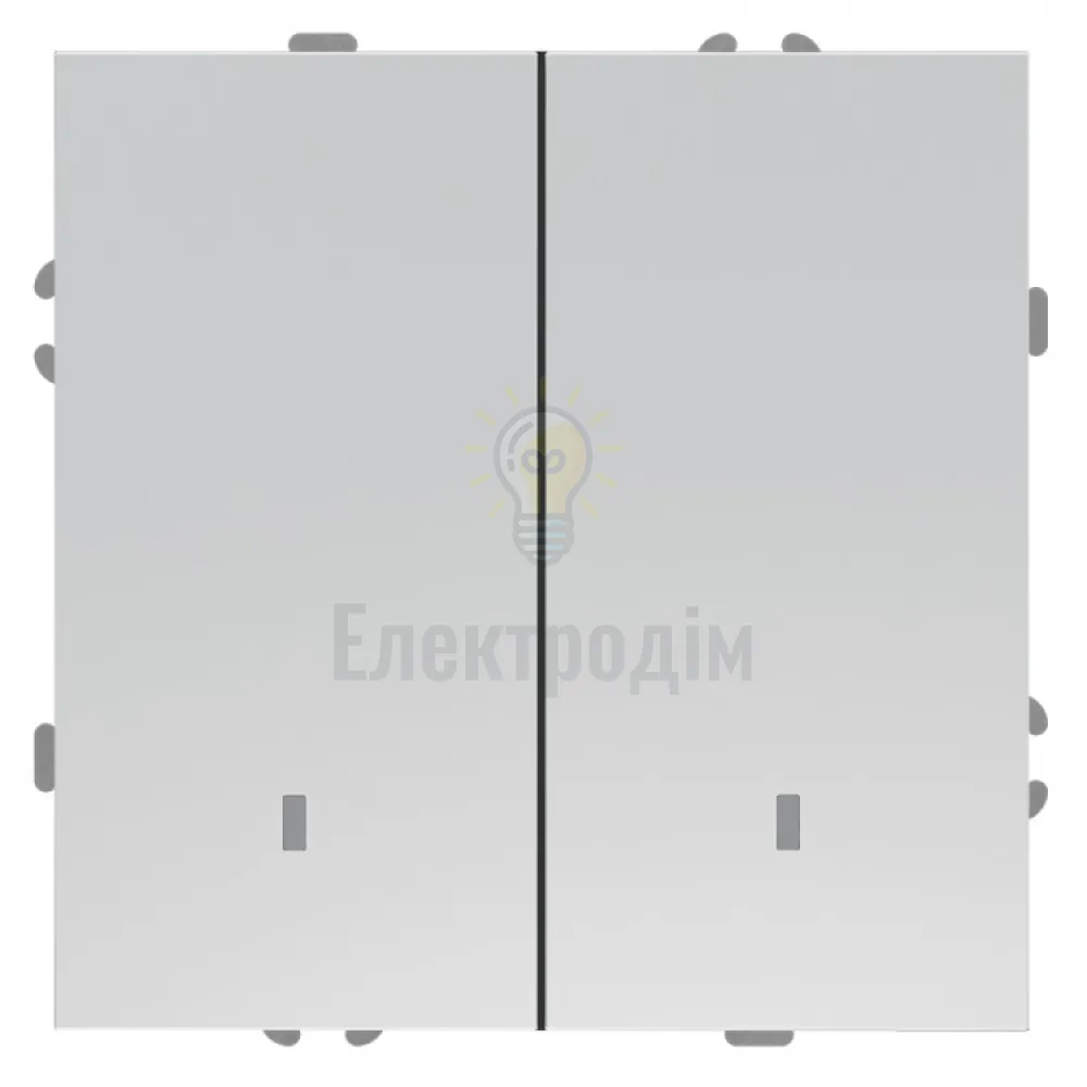 EV112L-S вимикач 2-кл. з підсвіткою, механізм срібло 10А Soft 80793  - фото 1