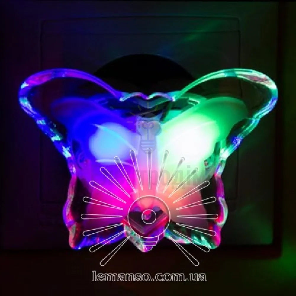 Нічник Lemanso метелик 3 LED Мультікольоровий NL105 