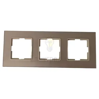 Рамка скляна горизонтальна потрійна graphite pearl (крем) 0323 — купити в Електродім