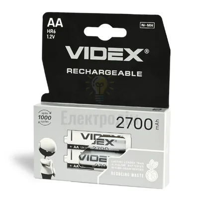 Акумулятори Videx HR6/AA 2700mAh double blister/2шт HR6/2700/2DB — купити в Електродім