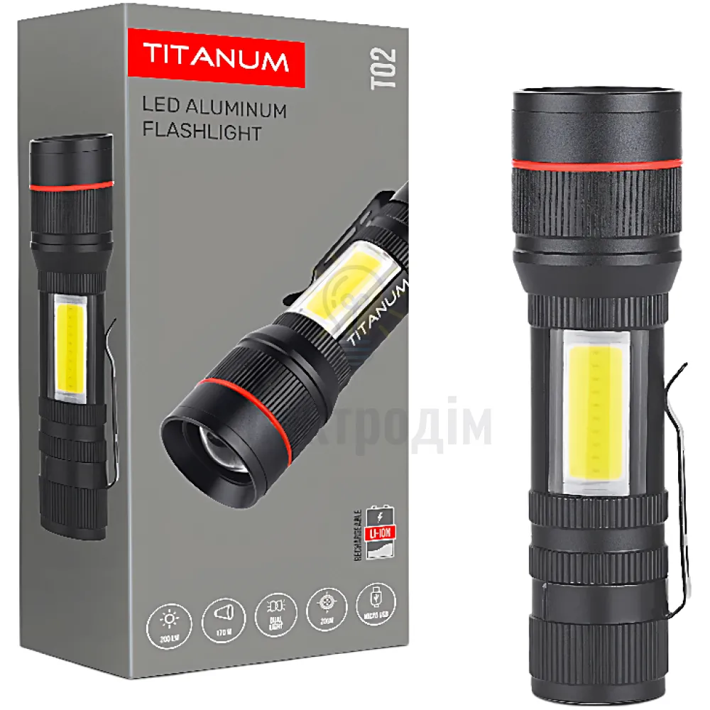 Портативний світлодіодний ліхтарик TITANUM TLF-T02 200Lm 6500K TLF-T02 Titanum 