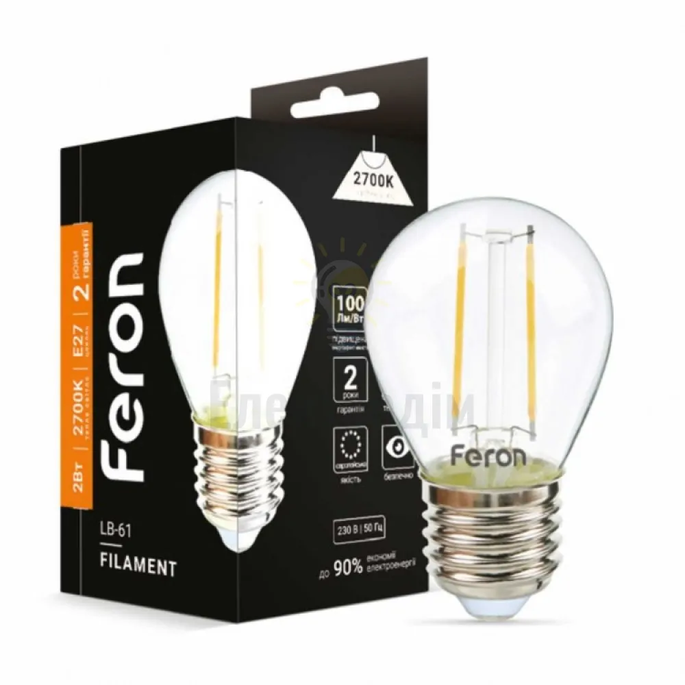 Світлодіодна лампа Filament LB-61  G45 230V 2W 200Lm  E27  2700K 01865 