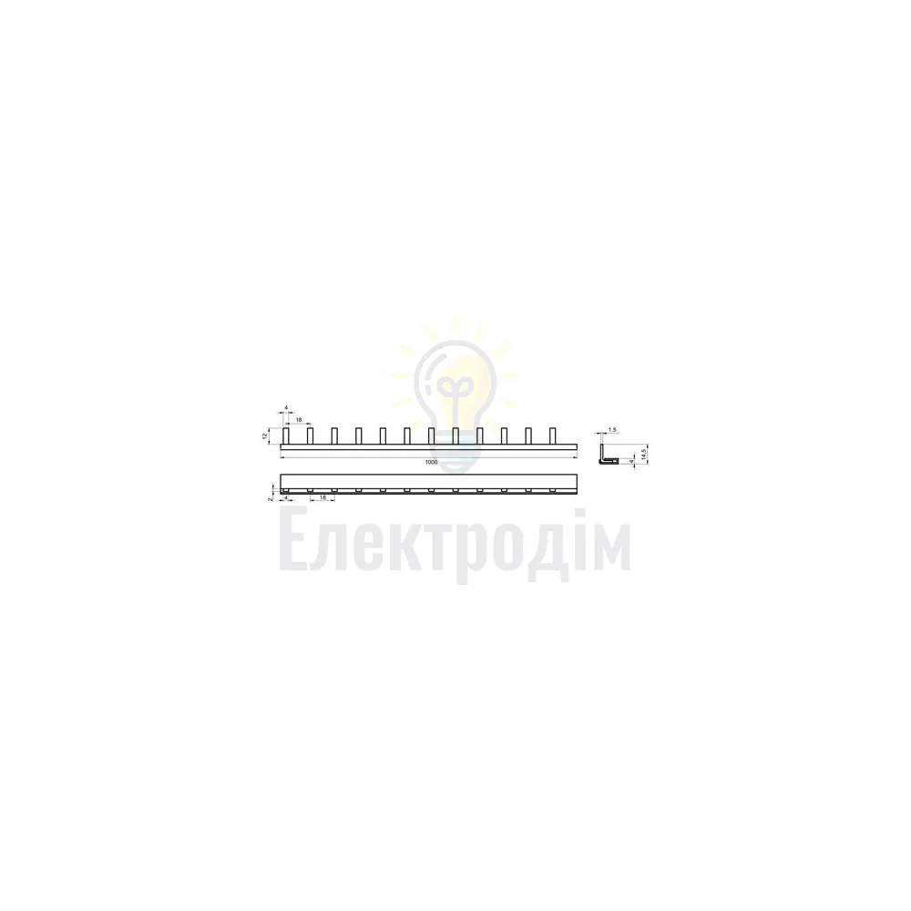 Шина з'єднувальна Гребінчаста шина Промфактор FRР 10мм2 1P 54 модуля тип PIN FRP100154  - фото 1