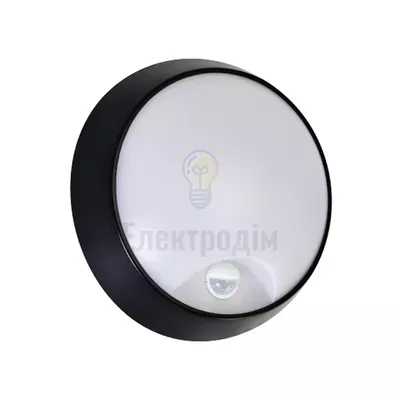 Світильник стельовий LED 20W  IP54 3ССТ 1600Lm з дат. руху 170-260V d-220*h80мм ЧОРНИЙ кругл. 071-017-0020-020 — купити в Електродім
