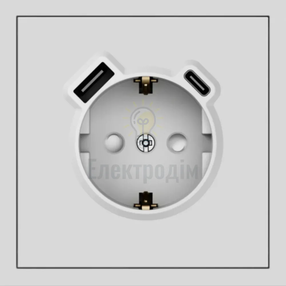 ER123USB-W розетка із заземленням 16А із USB-A та Type-C, механізм білий Soft 80724  - фото 1