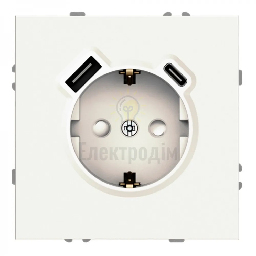 ER123USB-W розетка із заземленням 16А із USB-A та Type-C, механізм білий Soft 80724  - фото 3